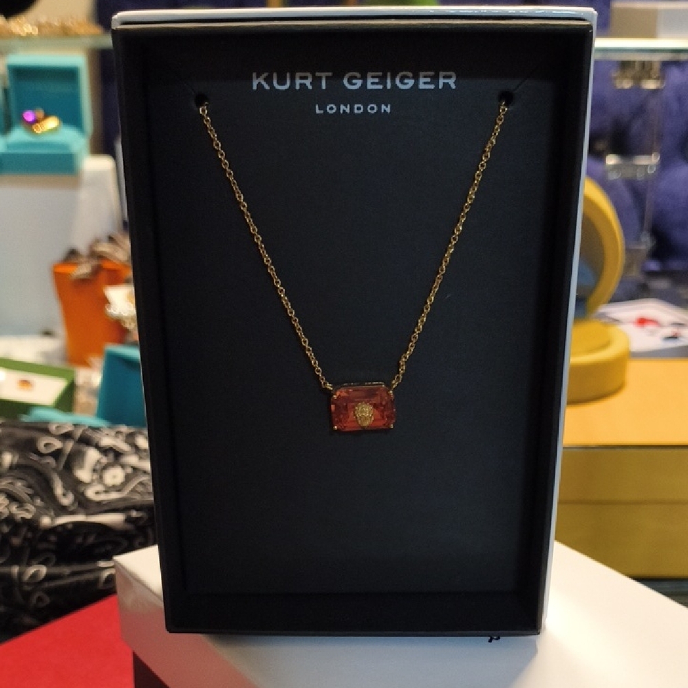 Kurt Geiger Gold Chain with Red Gem Necklace